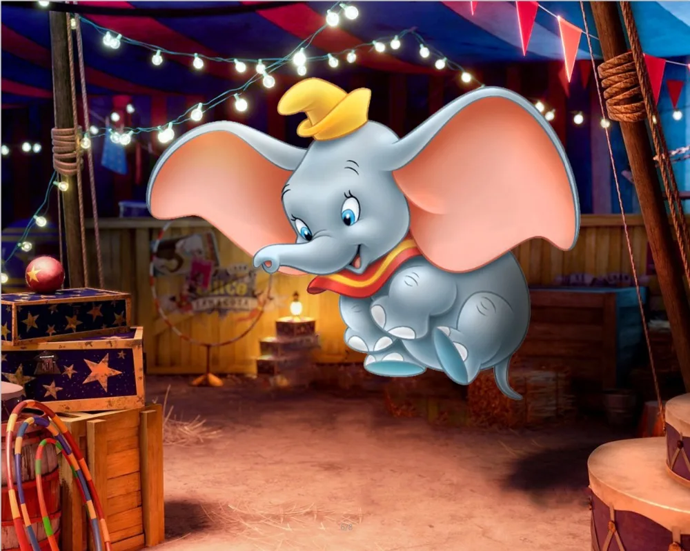 Colorwonder Cartoon Movie Photography Background Baby Elephant Dumbo 7x5ft  Wooden Box with Lights Circus Backdrop for Newborn|Background| - AliExpress