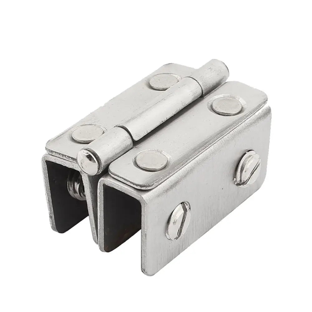 2x Shower Glass Door Adjustable Double Clamp Hinge Silverin Door
