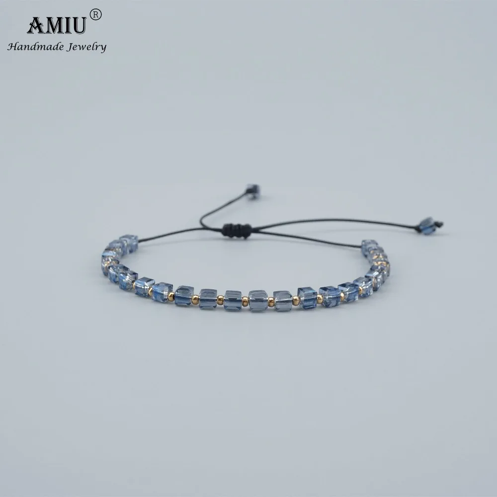 AMIU Jewelry 9colors Colorful Cube Crystal Handmade Bracelets Popular Woven Trendy Brazilian Bracelets For Women Men Bracelet