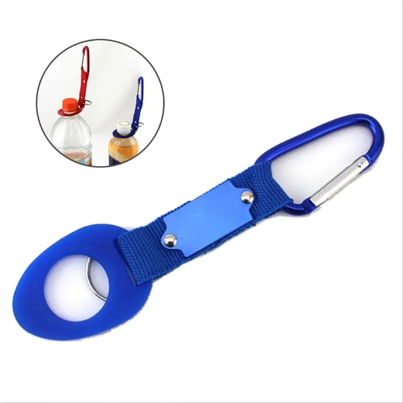 

New Arrival Sports Outdoor Kettle Buckle Carabiner Water Bottle Holder Camping Hiking Aluminum Rubber Buckle Hook Outdoor Tools