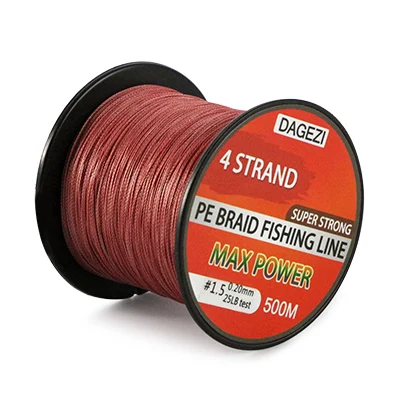 DAGEZI 500 м 10-90LB 4 нити braidedfishing лески Супер сильная Multifilament PE плетеная леска - Цвет: Красный