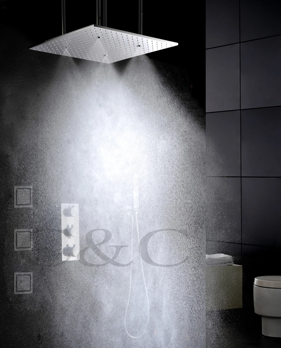 Пылевой и дождевой термостат для ванной смеситель для душа набор 20 дюймов две функции насадка для душа и спрей для массажа