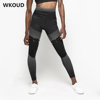 

WKOUD 2019 Women Leggings High Waist Digital Printed Sport Fitness Skinny Push Up Pants Lift The Hips Absorption Legging P9075
