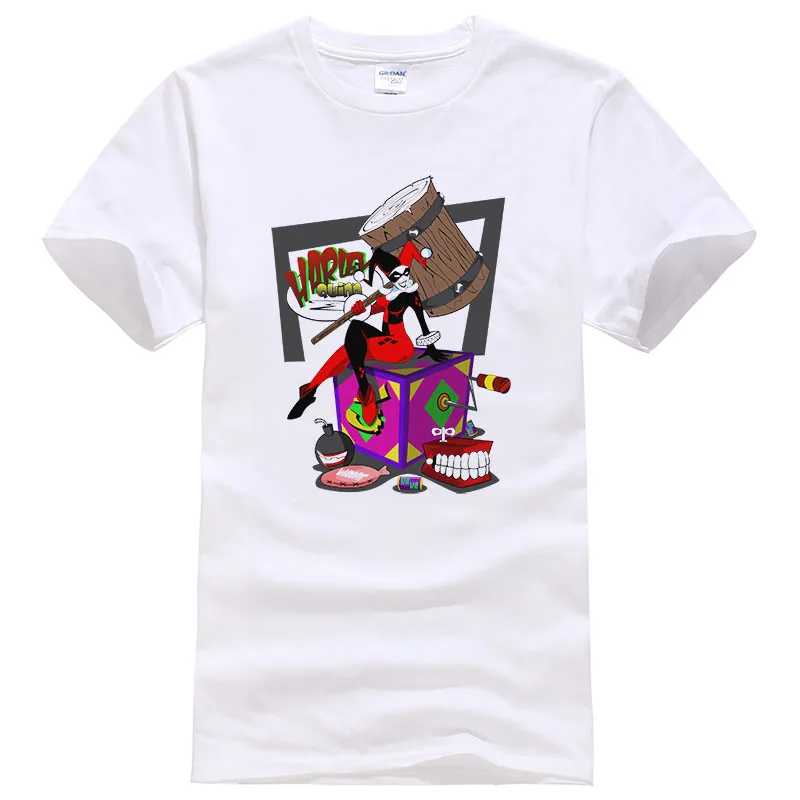 

2016 Summer Cotton T Shirt Men Harley Quinn shirt Joker Cool Tshirt Style Printed Fashion Tee #045