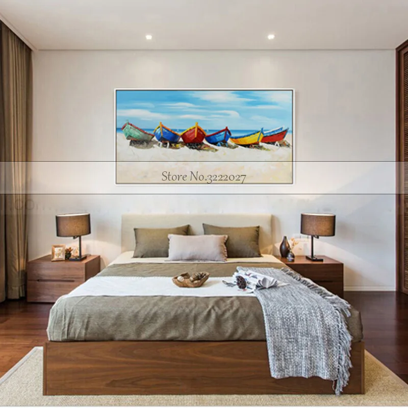 Knife-painting-oil-painting-modern-the-beach-and-the-boat-Home-decoration-on-canvas-abstract-painting (3)
