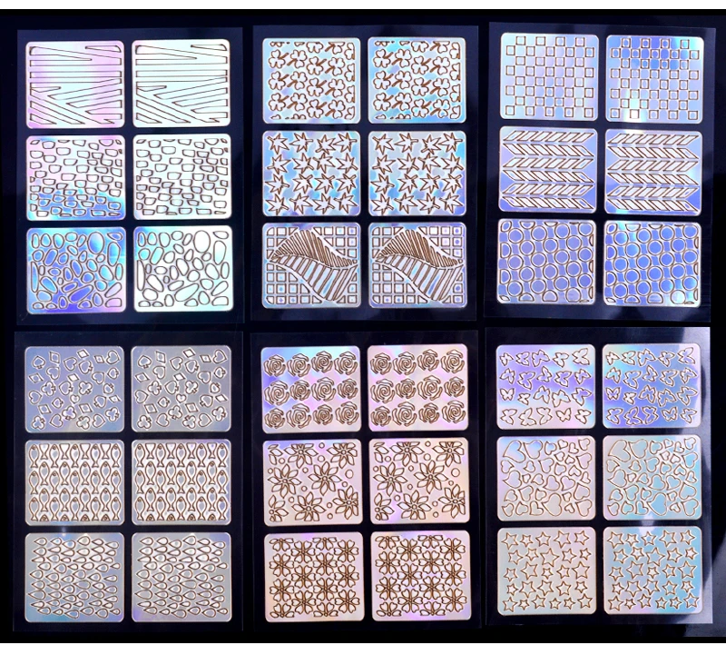 12 листов, 144 типсов, полые шаблоны для дизайна ногтей, наклейки, водонепроницаемые, для салона, 3D, сделай сам, кончики для ногтей, дизайн, цветочные декоративные наклейки