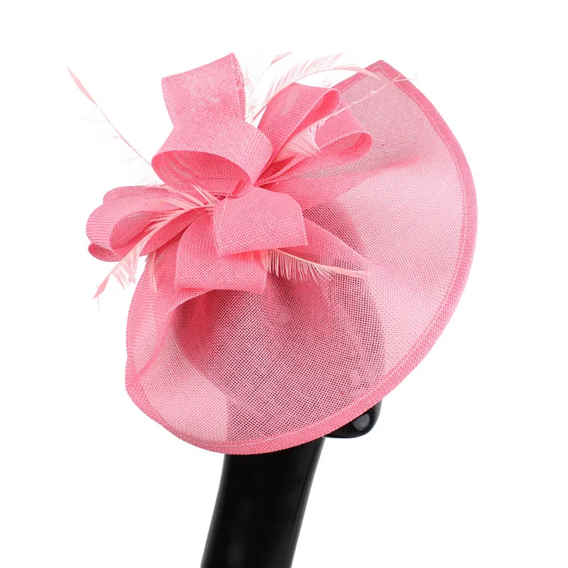 

Ladies Women Vintage big derby loop fascinators hats red ladies event feather headwear race hair accessories fedora pillbox hats