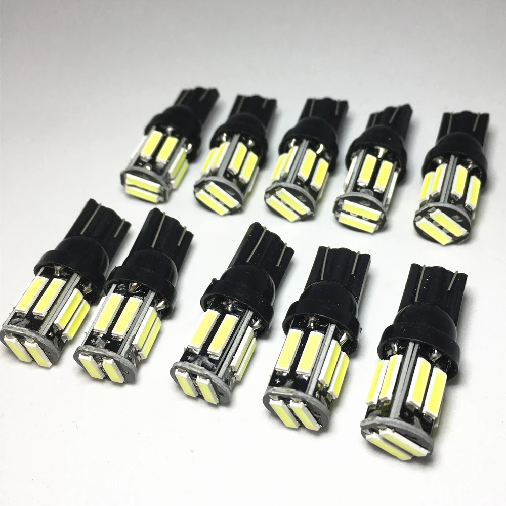 50 шт. автомобильные светодиодсветодиодный лампы T10 W5W 7020 10 SMD 194 168|Сигнальная