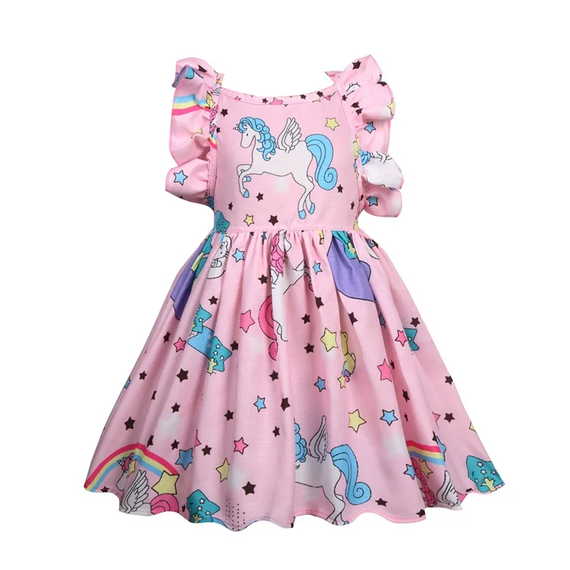 Детские Платья для девочек одежда с единорогом летняя юбка-пачка платье принцессы детская одежда без рукавов; Платье для девочек платьица для вечерние