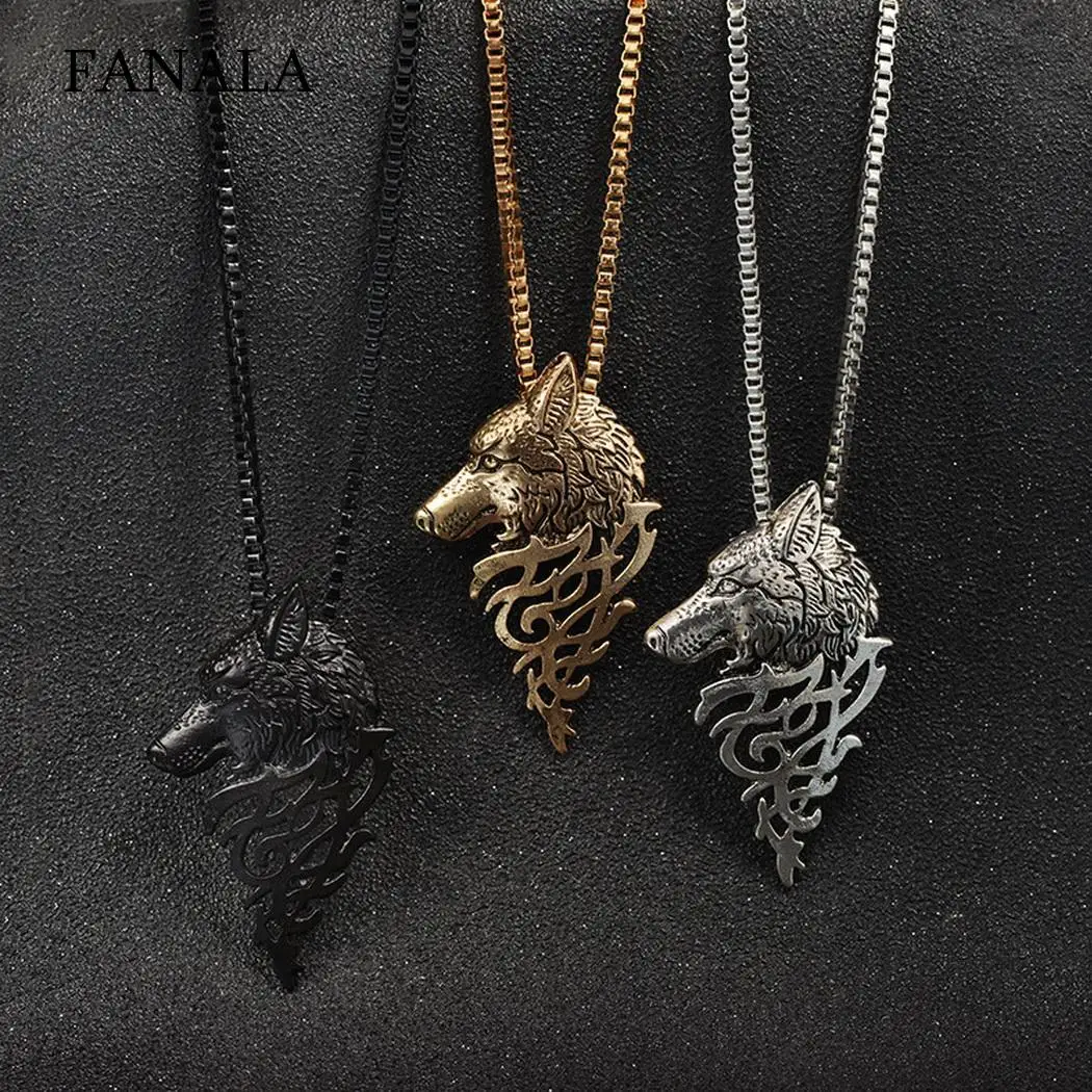 Chain Head Men Pendant Alloy Style Animal Gift Wolf Necklace Retro Chain Head Men Pendant Alloy Style Animal Gift Wolf Necklace Retro