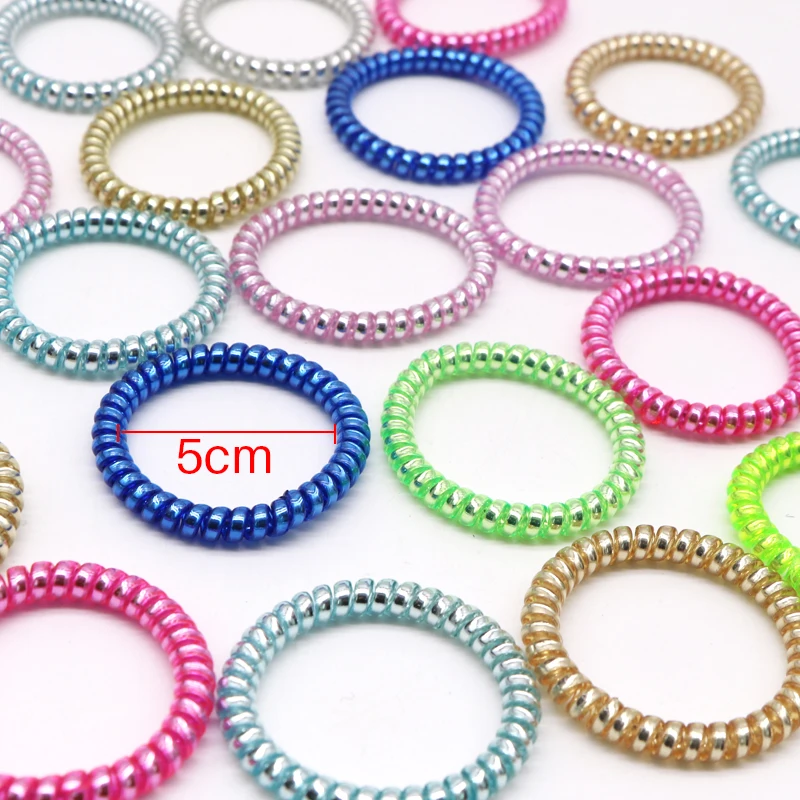 10Pcs Telephone Line Wire Elastic Hair Ring Girls Hair Ropes Candy Colors Hair Accessories for Women Random Color Rubber Ring