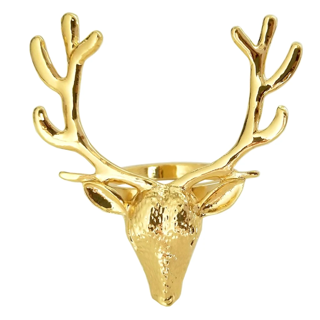 10 Pieces Deer Head Shaped Cloth Napkin Ring Paper Tissue Napkin Holder Dispenser for Wedding Party Table Decoration