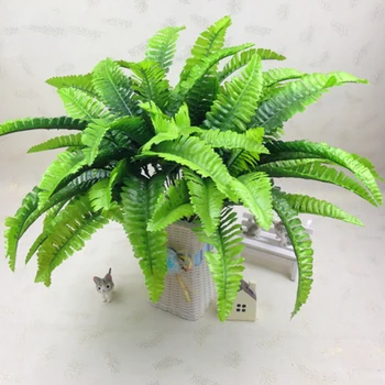 

7 Fork/Bouquet Silk Fake Green Plant Simulation Persian Artificial Persian Grass with Leaf Setting Wall Garden Decoration
