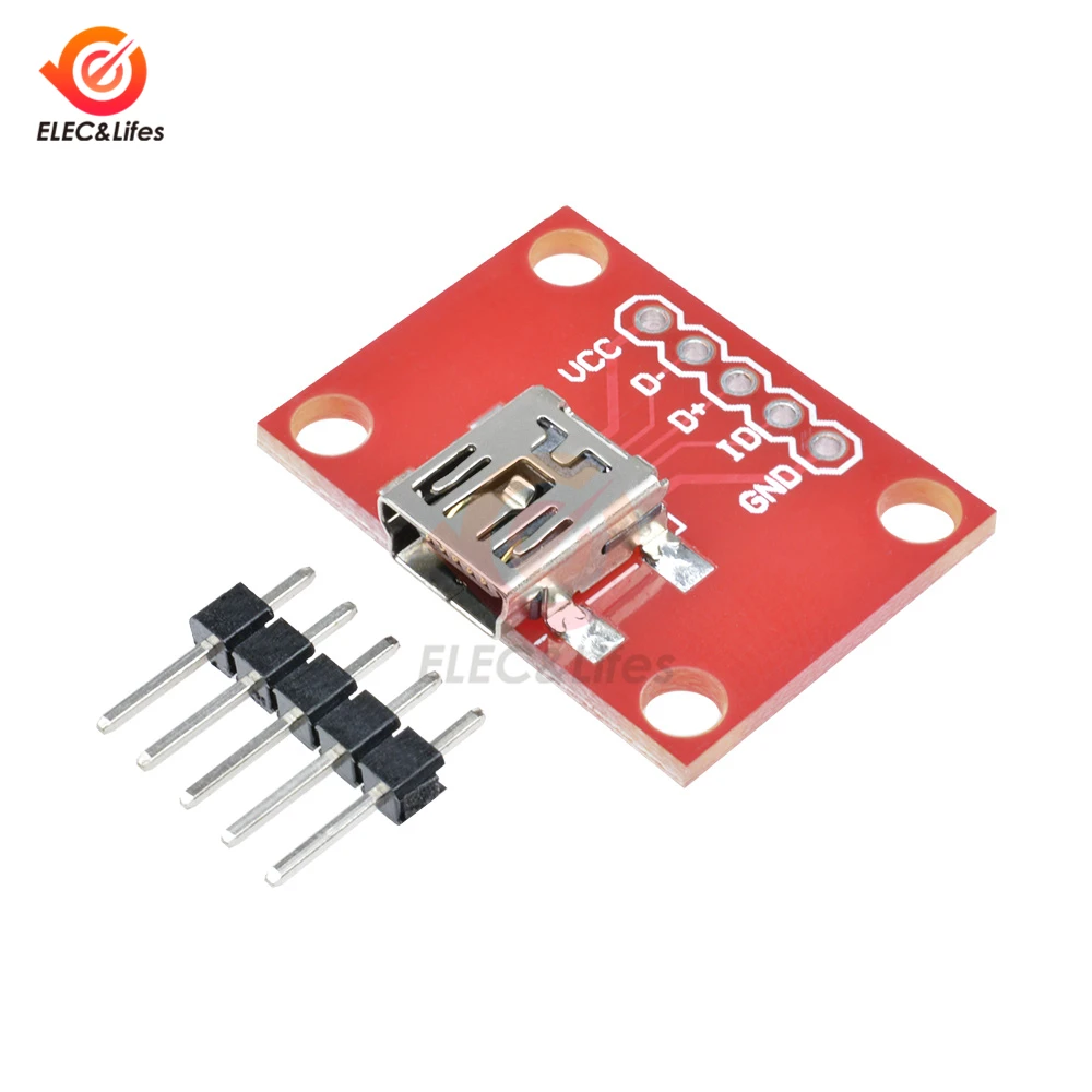 

Mini USB Adapter Plate Breakout Board 5 Pin Connector For USB Mini-B Extension 5V 100mA Board with pin header Electronic DIY