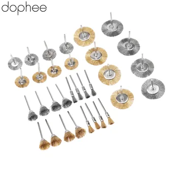 

dophee Dremel Accessories Brass Steel Wire Brush Polishing Wheels Kit l Metal Deburring Grinding Cleaning for Rotary Tools 32PCS