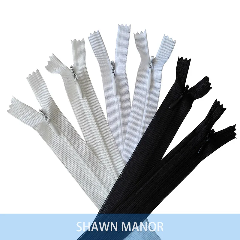 

Wholesale 50Pcs/Lot White/Black/Off White Color 3# 20cm 25cm 30cm Nylon Invisible Zippers For Sewing Garment