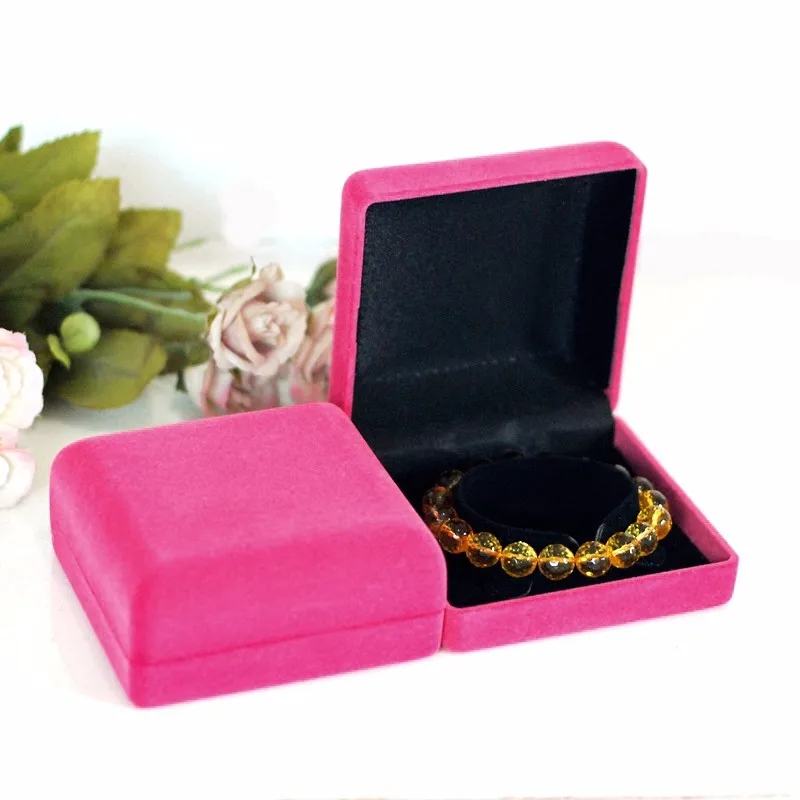 Новый стиль 10 шт. розовый квадрат мода Бархат подарочные коробки для ожерелий украшений браслет Дисплей Коробка Чехол держатель высокое