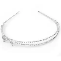 Посеребренная Кристалл Rhinestone Лук Свадебные повязка Tiara волос