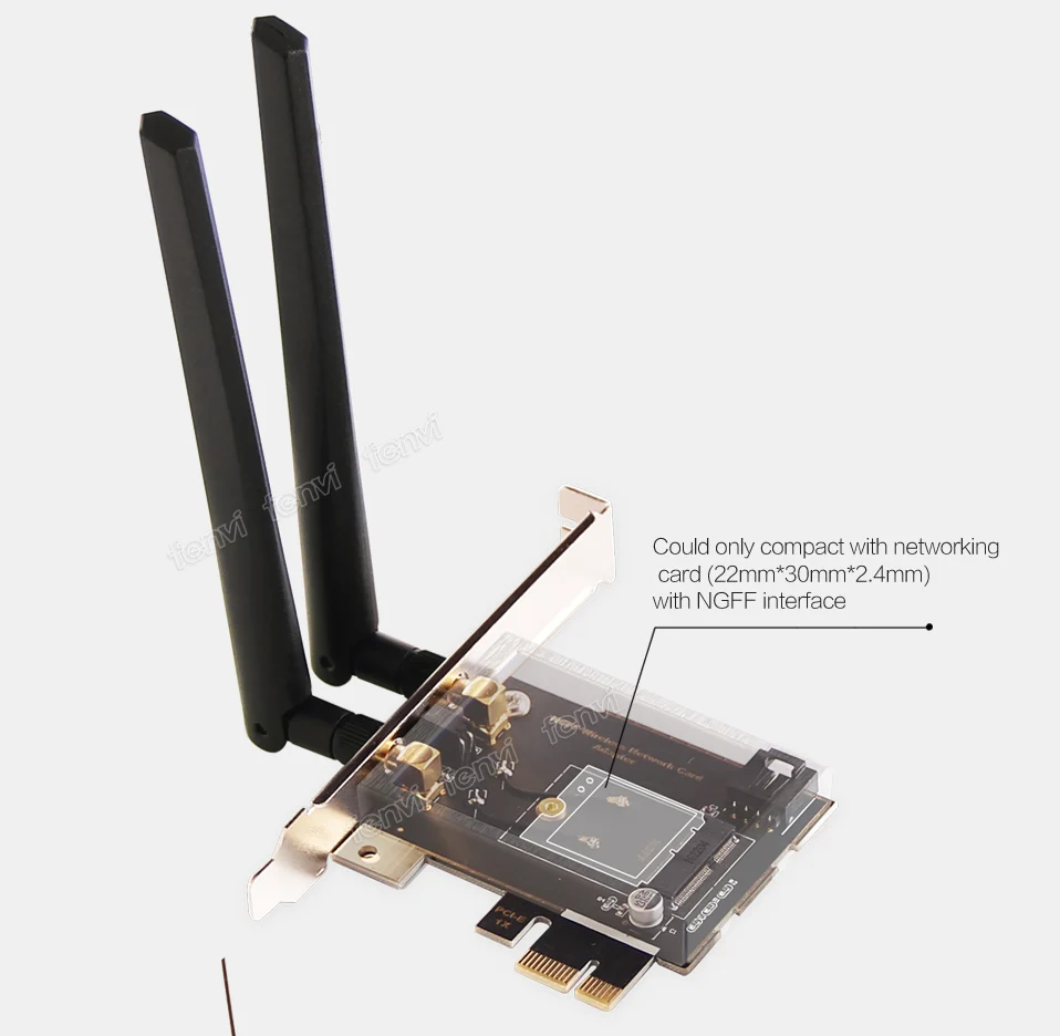PCI-e PCI Express 1X адаптер настольный преобразователь с 2 * 6dBi антенны для Intel 8260NGW 7260NGW 9260 NGFF M.2 Wi-Fi bluetooth-адаптер