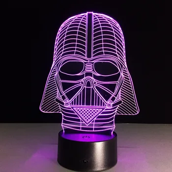 

New Action Figure 7colors black knight 3D Visual LED Night Lights for Kids Friends Star War Fans as Bedroom Table Desk Lamp