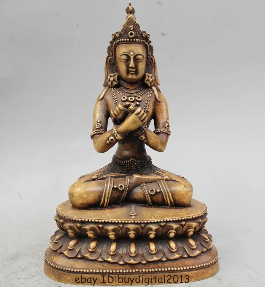 

DS 7" Tibet Buddhism Braonze Seat Vajradhara Vajrabhairava Goddess Statue Sculpture