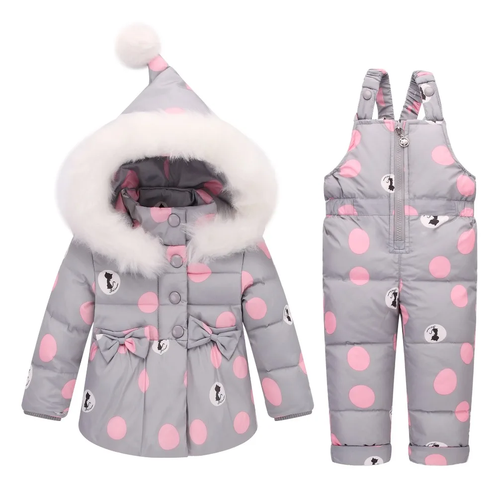 Winter Children Clothing Set Winter White Duck Down Jacket+Jumpsuit Snowsuit Kid Girl Clothes