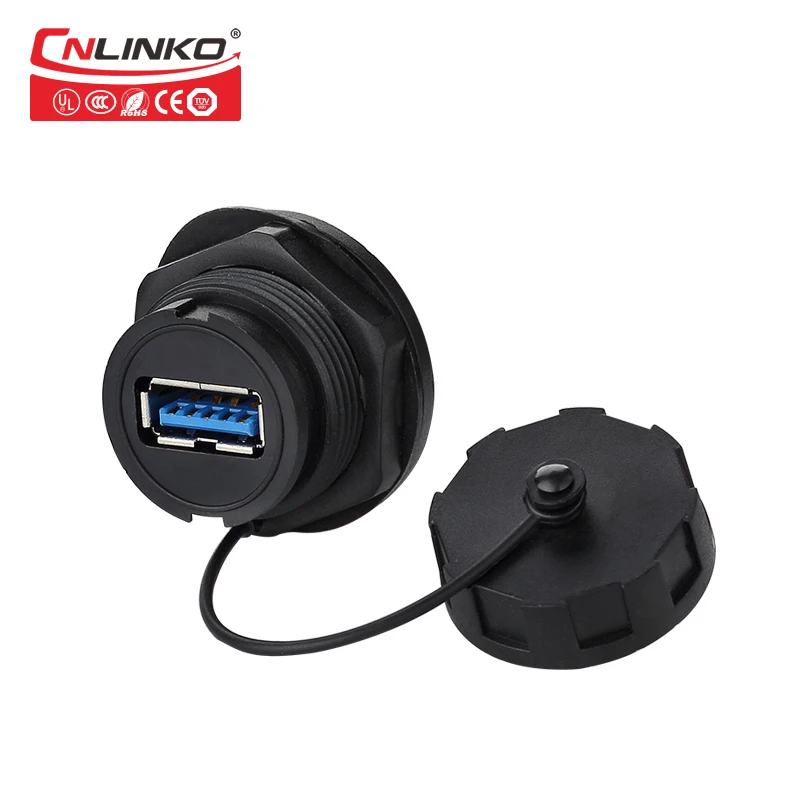 CNLINKO PBT пластиковые USB3.0 панельные гнездовые разъемы IP 67 водонепроницаемый USB 3 0