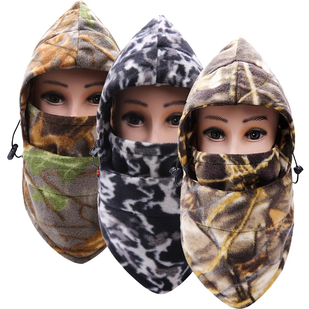 

Hot!!! Men Women Camouflage Fleece Cycling Face Mask Winter Warm Beanie Skiing Hat Long Hoody Neckwarmer Exercise mask