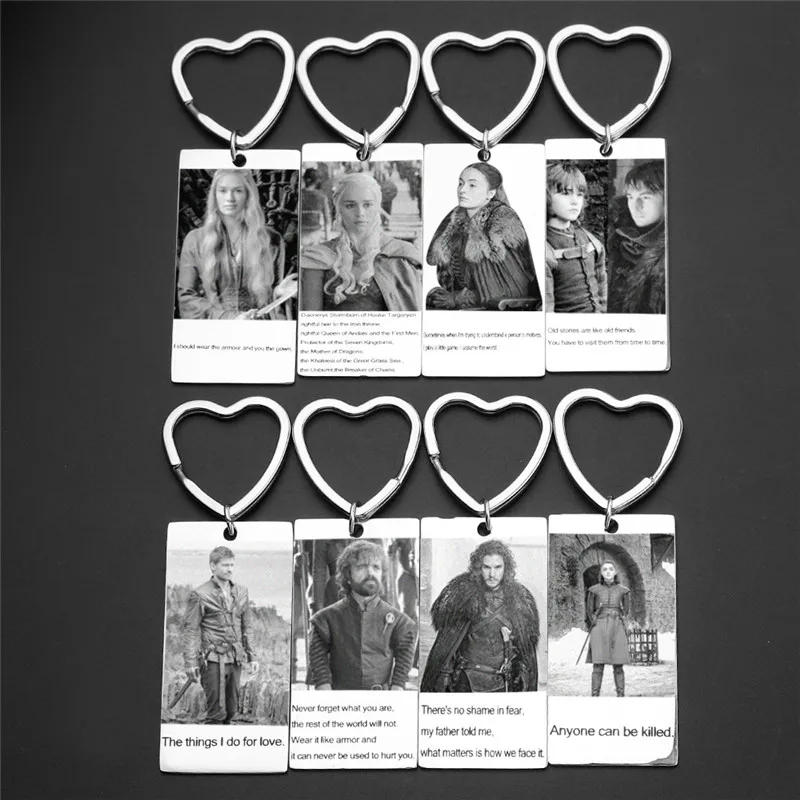 

Avengers 4 Game of Thrones Keychain Stainless Steel Custom Photo Words Personalized Keychains Women Men Key Ring Jewelry Gifts