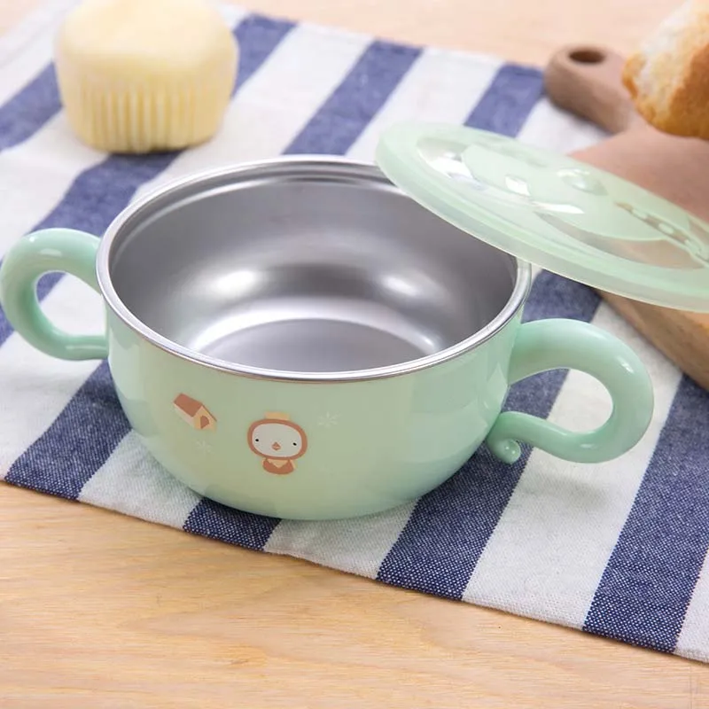 Однотонная посуда из нержавеющей стали для кормления детей, Экологичная посуда, нескользящая посуда, детская посуда, чашка для молока, Детская тарелка с рисунком