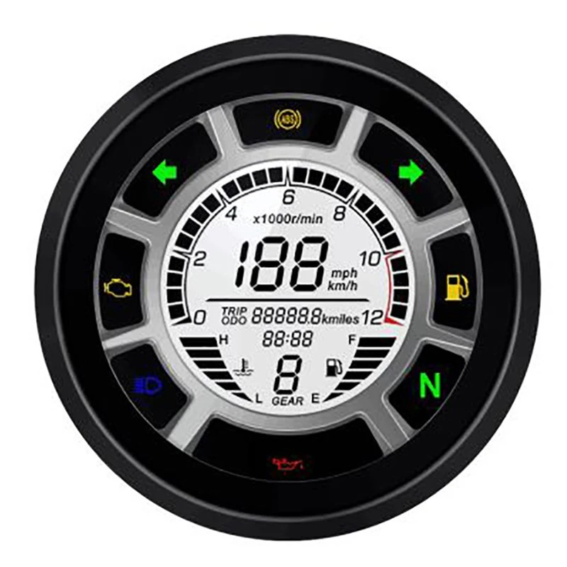 

TKOSM Free Shipping 12000RPM 199km/h LCD Digital 95mm Odometer Speedometer Tachometer Gauge for Universal Motorcycle
