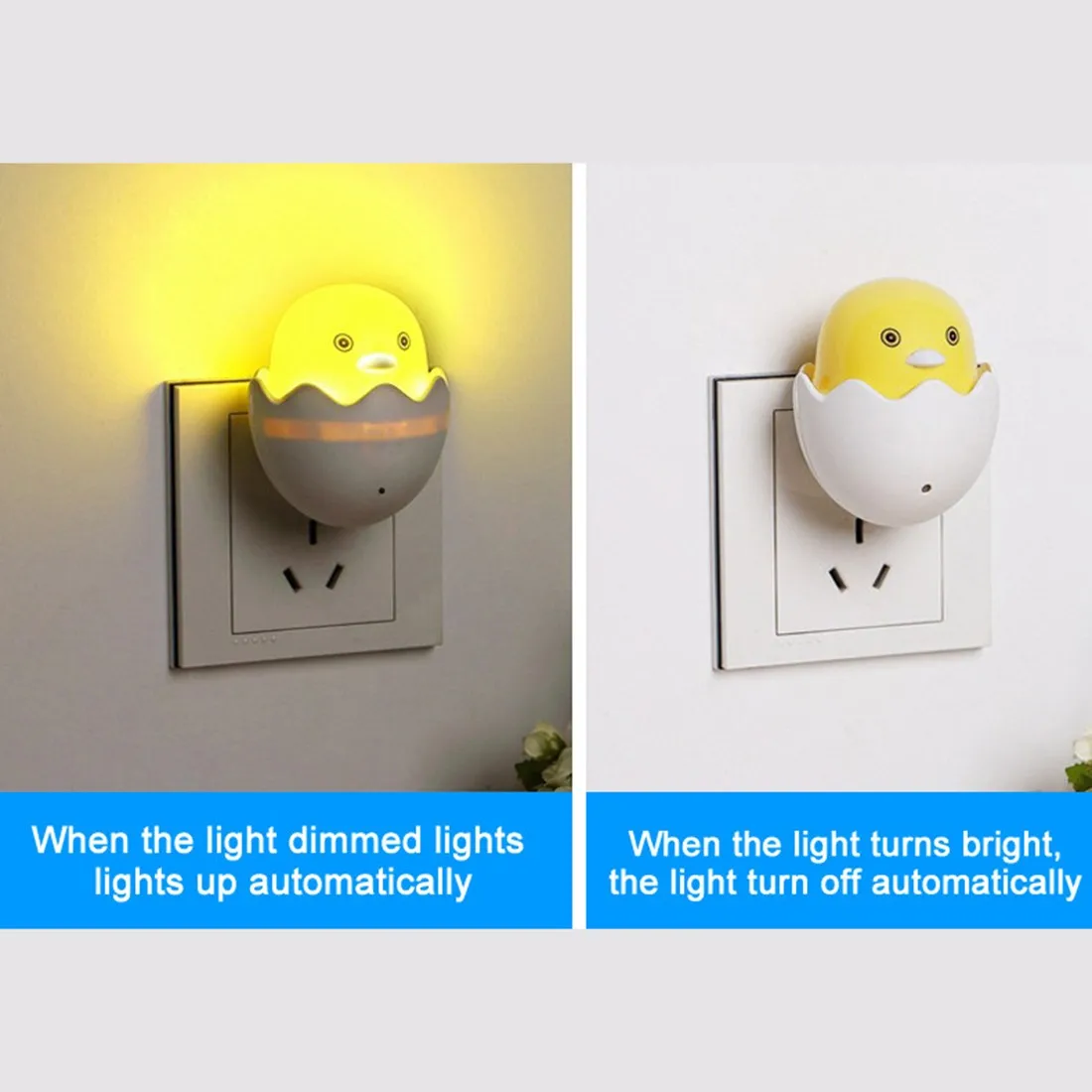 Us 1 31 42 Off Light Control Sensor Small Yellow Duck Lamps Led Night Light Ac 220v Eu Plug Wall Socket Bedroom Lamp Gift For Children In Led Night