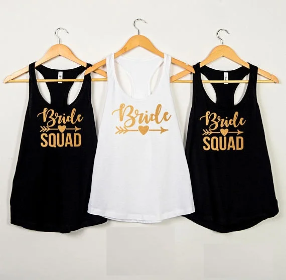 Bride Squad T-Shirt Bridesmaid Glitter Wedding Team Bride Hen Party T-Shirt