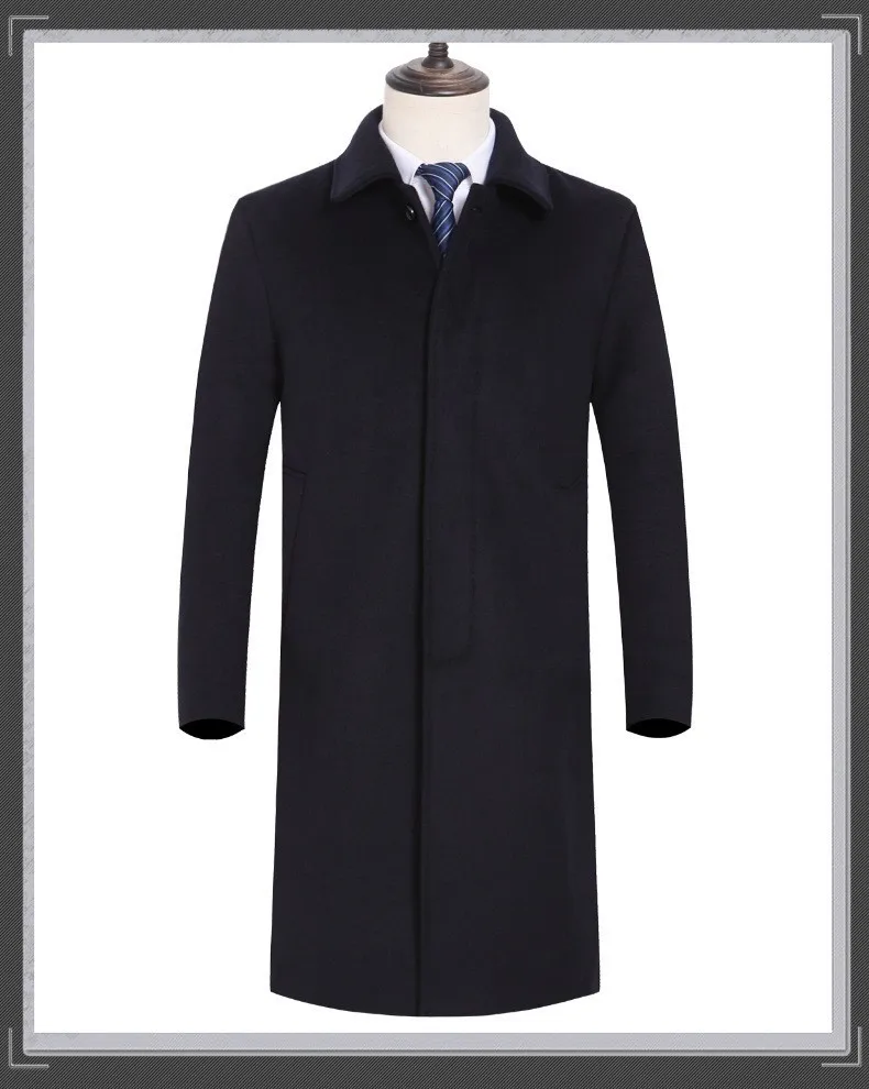 Осенне-зимняя мужская куртка, утолщенное длинное шерстяное пальто, Кашемировое Мужское пальто с пряжкой, мужское свободное шерстяное пальто-Тренч
