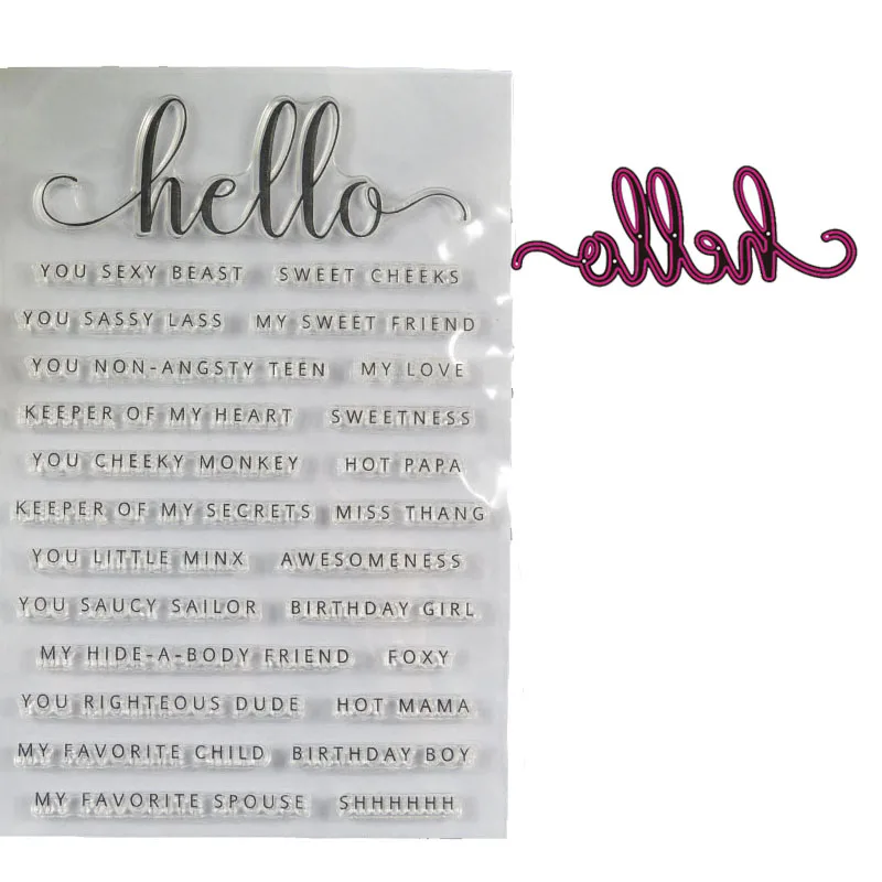 

Hello phrase transparent clear stamp/ cutting dies DIY Die Cut Stencil Decorative Scrapbooking Craft Card stencils template