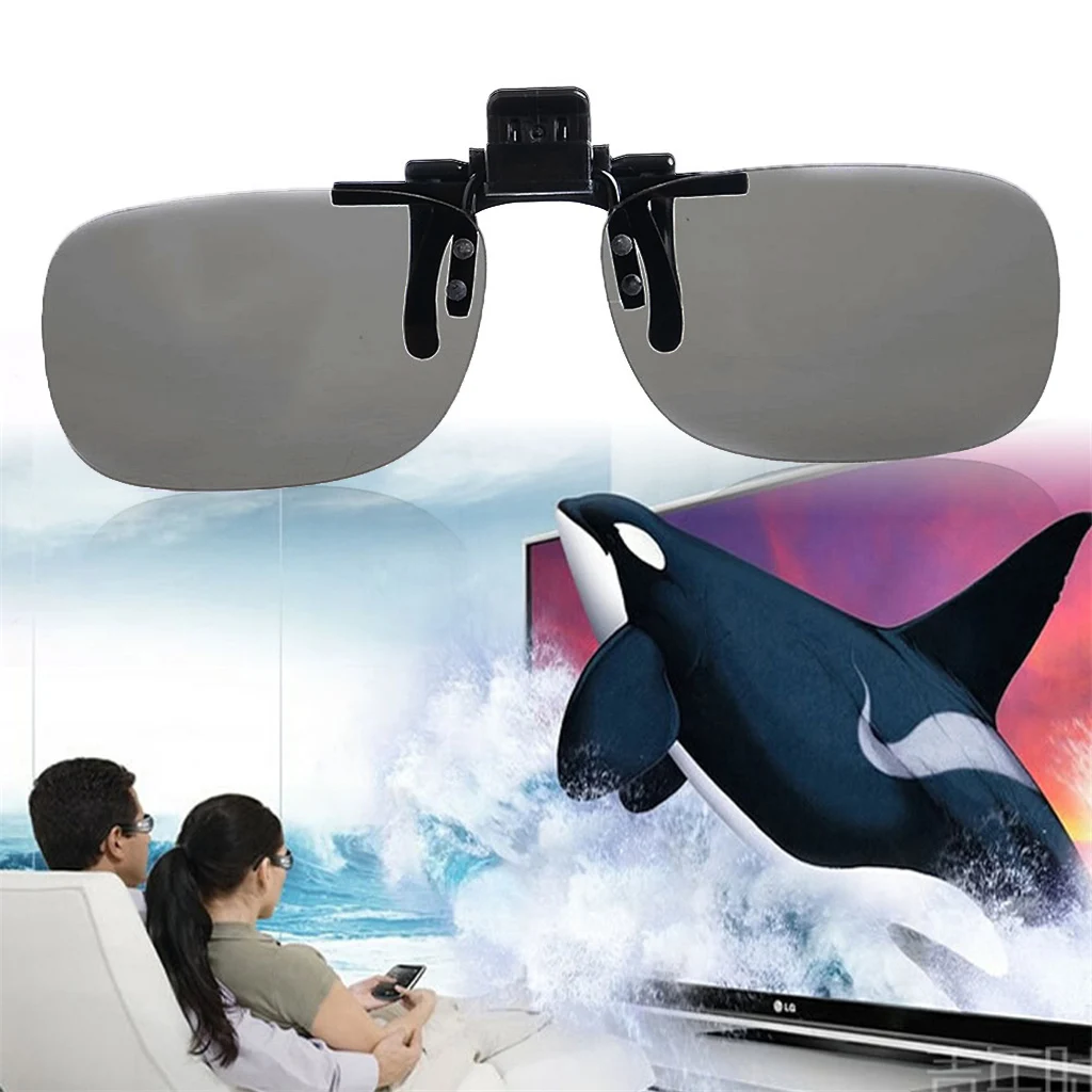 1 Pair Clip On Type Passive Circular Polarized 3D Glasses Clips for 3D TV Movie Drop Shipping Support