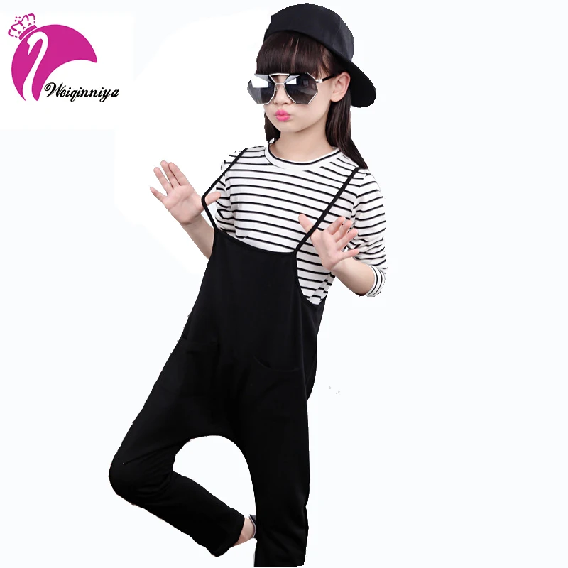 

New Baby Girls Suit 2017 Spring Autumn Fashion Leisure Solid Shirt+Bib Pant Two-Piece Children's Casual Long-Sleeve Clothing Hot