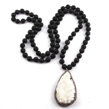 Модные богемные ювелирные изделия из камня и стекла с узлом кулон Цепочки и ожерелья Для женщин ожерелья-Лассо