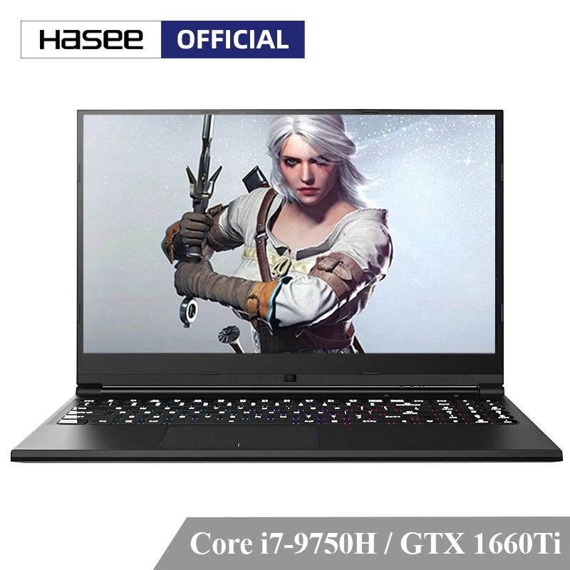 Hasee Z7-CT7GK لابتوب الألعاب (إنتل I7-9750H + GTX1660Ti 6G GDDR6/16G RAM/256G SSD + 1 T HDD/15.6 ''72% NTSC IPS/RGB الخلفية)