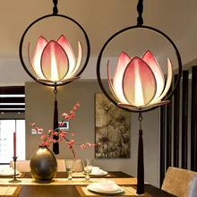 Китайская люстра, ткань, искусство, лотос, подвесной светильник, для ресторана, фонарь, чайный домик, коридор, бар, кафе, столовая, светильник, подвесной светильник