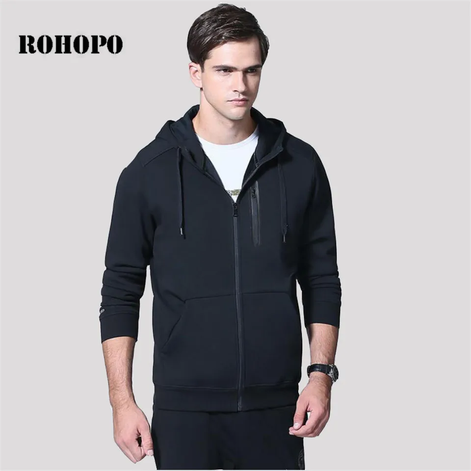 

ROHOPO Fleece Liner Hooded Collar Cotton Hoodies,Motor & Biker Style Straight Waist Casual Keep Warmly Sweatshirt Man Deep Blue