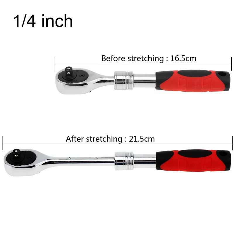 Гибкий храповой ключ 1/" 3/8" 1/" шестигранный ключ длина Телескопический торцевой ключ 72 зубья рычажный ключ храпового механизма ручные инструменты - Цвет: 1-4 inch