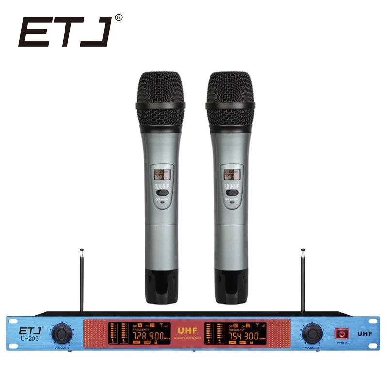 

ETJ Brand Karaoke Microphone Wireless 2 Handheld Transmitter VHF U-203