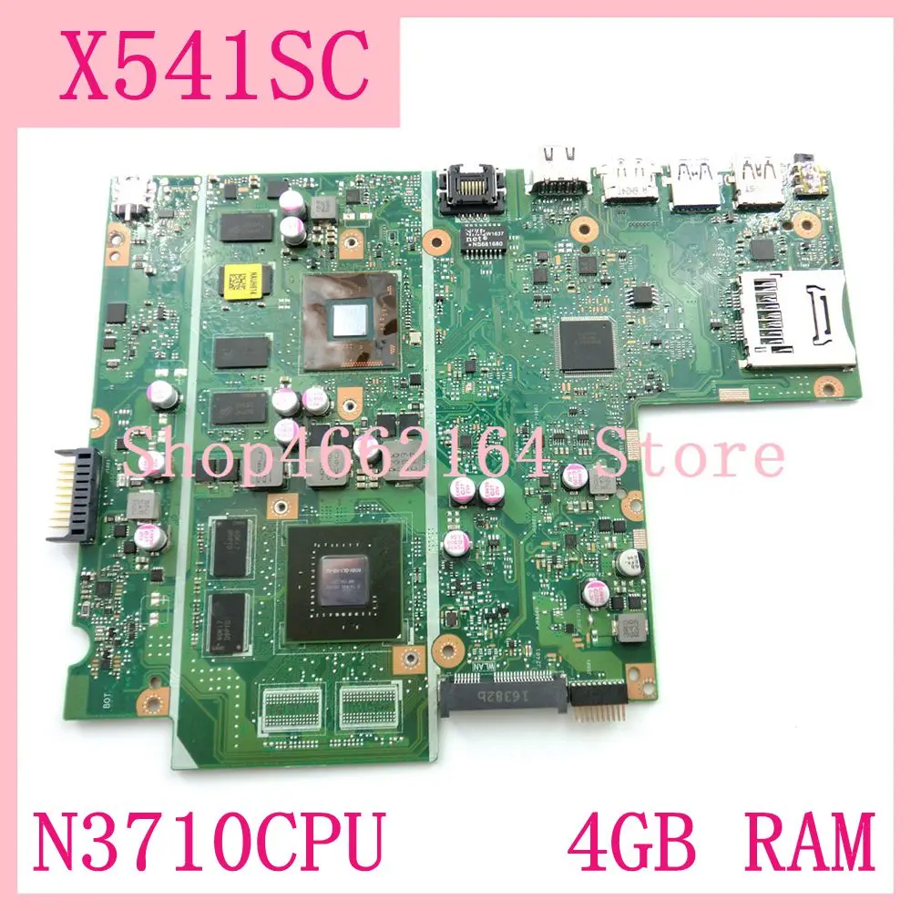

X541SC mainboard N3710CPU 4GB RAM N15V-GL1-KB-A2 REV 2.0 For ASUS X541S X541SC laptop motherboard 90NB0C10-R00010 Free Shipping
