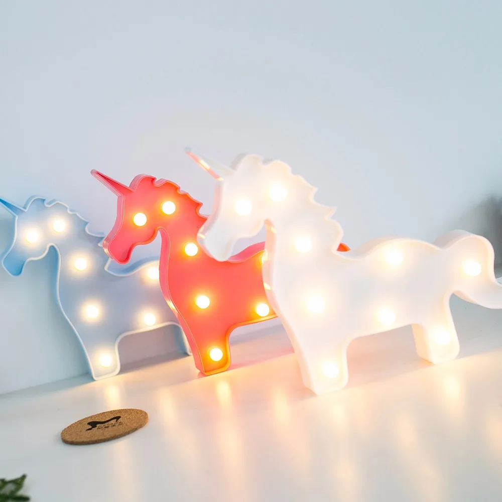 

Novelty LED Unicorn Night Light Lovely Christmas Gifts Home Party Wedding Decor lamp 3D Children Lights lampara unicornio80521