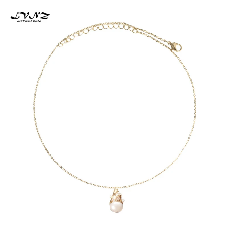 LVNZ 2019 New Hot Fashion Twining Pendant Freshwater Pearls Necklace For Women Beaded Europe And America Style Jewelry 7007i |
