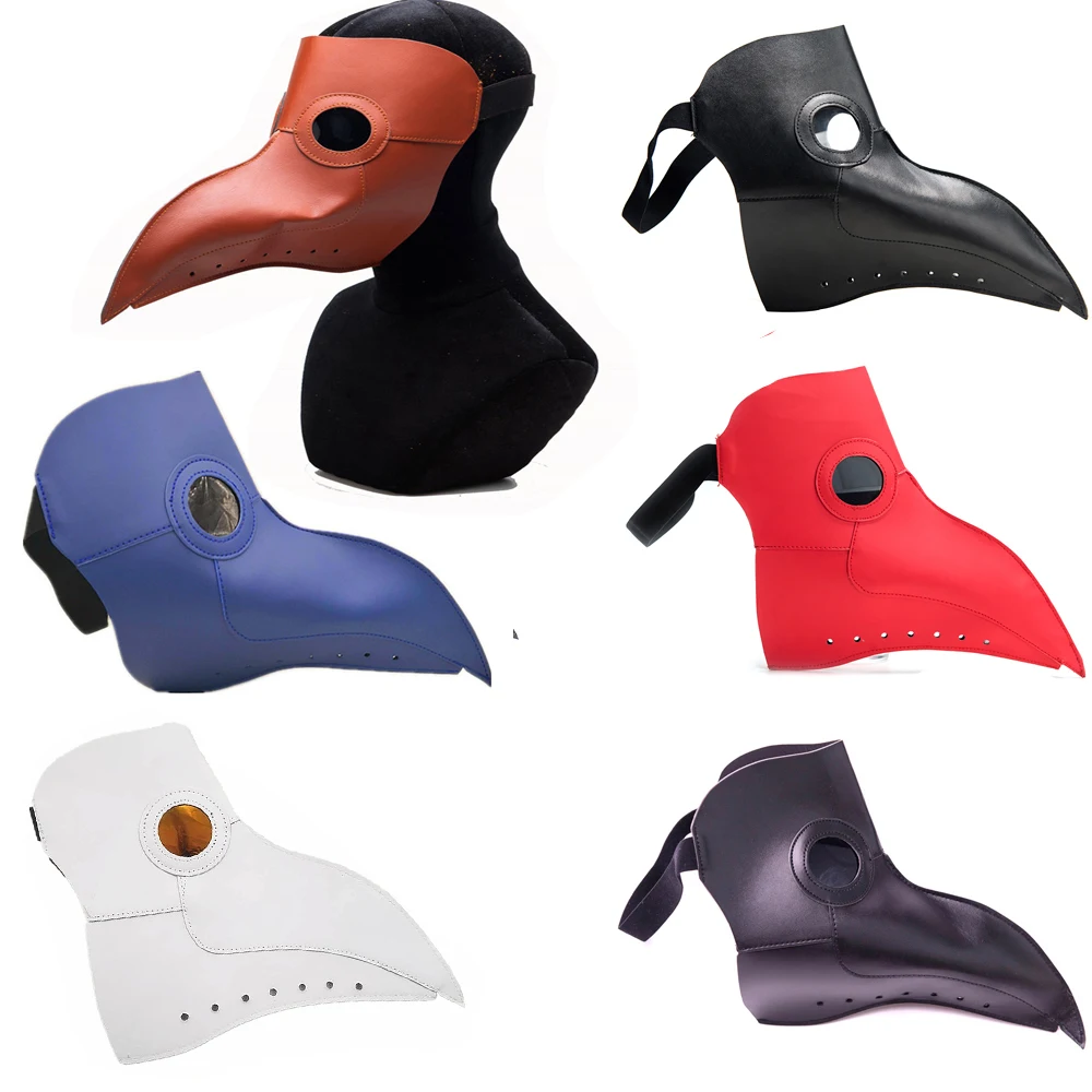 

2019 Halloween Steampunk Plague Doctor Mask Six Color Leather Bird Beak Masks Long Nose Cosplay Party Event Ball Costume Props