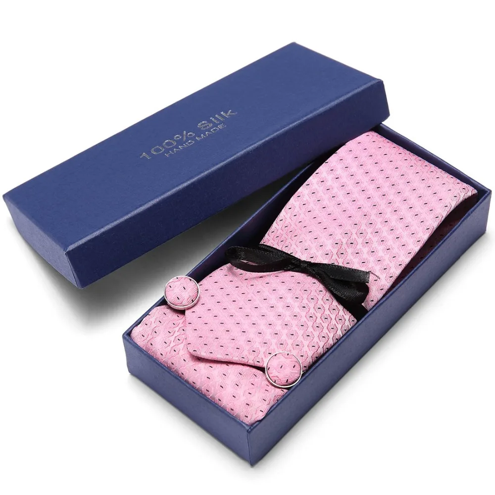  Ties for Men Handkerchief Cufflink High-grade Gift Box Packing Men Brand Ties Causal Jacquard Woven