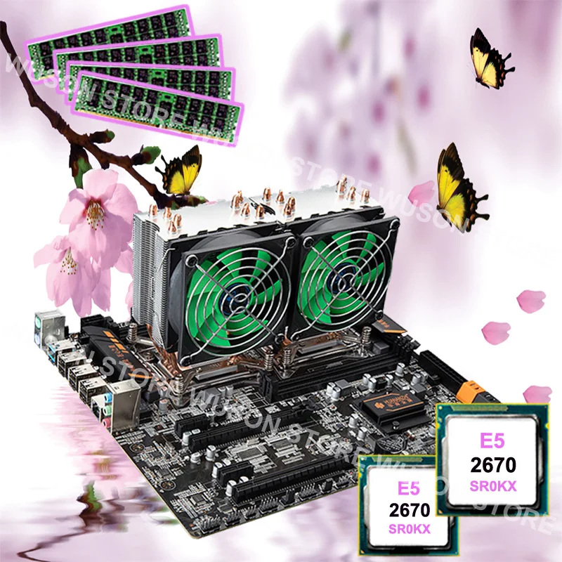 #^Special Price Motherboard combo HUANAN ZHI dual CPU X79 desktop motherboard dual CPU Intel Xeon E5 2670 C2 2.6GHz with coolers 32G RAM REG ECC #^Special Price Motherboard combo HUANAN ZHI dual CPU X79 desktop motherboard dual CPU Intel Xeon E5 2670 C2 2.6GHz with coolers 32G RAM REG ECC