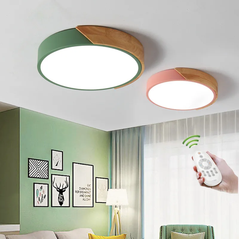 

Modern Led Ceiling lights Ultra-thin 5cm Solid wood luminaria for living room Bedroom Kitchen indoor Lighting plafon led